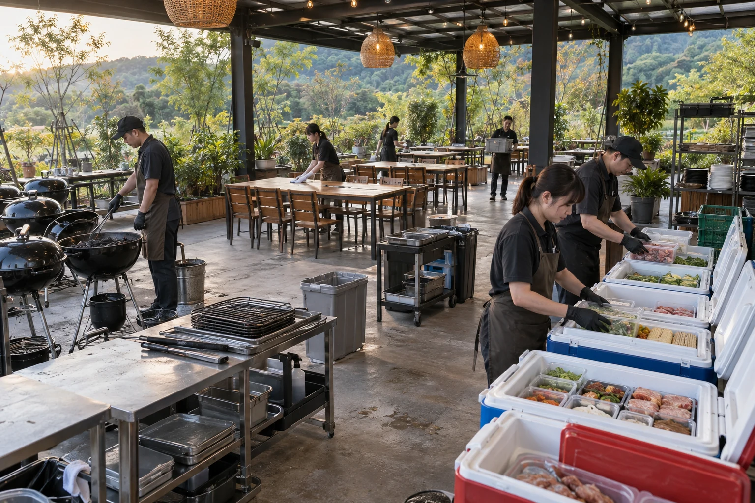 新竹到府烤肉安排午晚兩場：食材、人員與場地中場怎麼交接